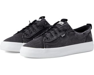 Keds Womens Keds Kickback Sneakers Black Canvas Slip On Platform Shoes GAL1301