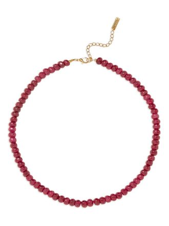 Jennifer Behr Amani beaded necklace - women - 18kt Gold Plated Steel/Garnet - One Size - Red