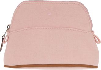 Herm&egrave;s Brown Orange Cotton Pouch (Pre-Owned)