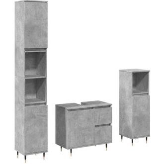 vidaXL Vidaxl - Set Muebles De Ba&ntilde;o 2 Piezas Madera Contrachapada Gris Hormig&oacute;n