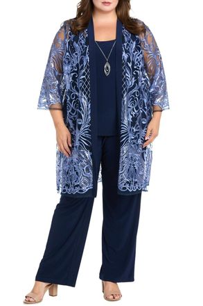 R & M Richards 3 Piece Evening Pant Set In Peri Navy