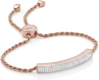 Monica Vinader Rose Gold Linear Pave Diamond Bracelet Diamond