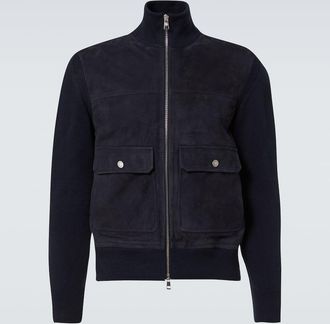 Moncler Giacca in suede, cotone e lana