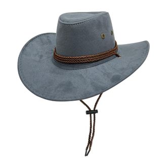 Generic Suede Cowboy Hat British Style Western Rancher Hat for Unisex Mens Cowboy 7 1/4 (BU2, M)