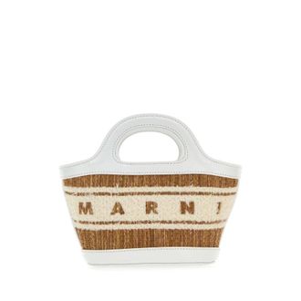 Marni Two-tone Raffia And Leather Micro Tropicalia Summer Handbag