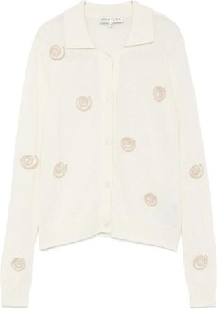 Stine Goya Snail-embellished Polo-collar Cardigan