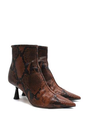 Jimmy Choo London Brown Snake Print Kix Ankle Boots Size 37.5