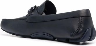 Ferragamo Embossed-Logo Leather Loafer - Navy