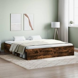 Berkfield Home Bed Frame Smoked Oak 180x200 cm Super King Size in Brown