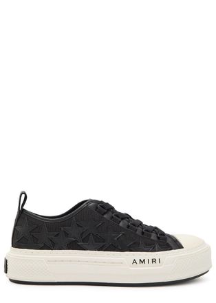Amiri Stars Appliqu&eacute;d Leather and Canvas Sneakers - Black - 44 (IT44 / UK10)