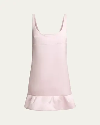 Givenchy Twisted Straps Ruffle Hem Mini Dress