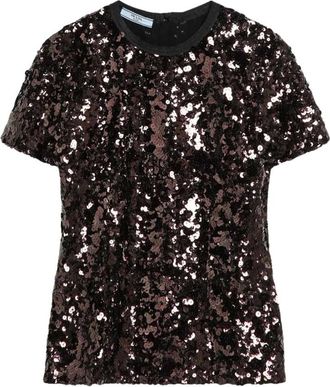 Prada Top met paillettenborduursel - Dames - Blouses - Paars - S - Pailletten - Overhemden