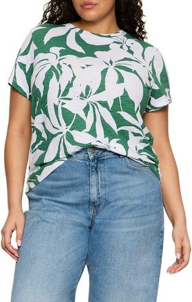 Sanctuary The Perfect T-Shirt in Green Inked Impressions at Nordstrom, Size 1X