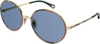 Chlo&eacute; Goud/Blauw Getinte Zonnebril - Dames - Zonnebrillen - Geel - 60 MM - Accessoires