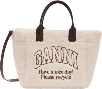 Ganni Shearling Small Tote - Dames - Shoppers - Wit - ONE Size - Polyester - Tassen