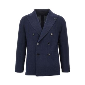 Tagliatore Chevron wool-blend double-breasted jacket Man 48