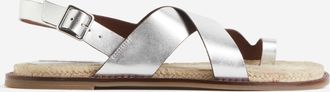 H&M Sandalen aus Leder - Silber