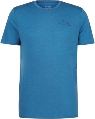 Stoic Merino155 LaholmSt. Print T-Shirt Mountain II Merinoshirt f&uuml;r Herren | blau