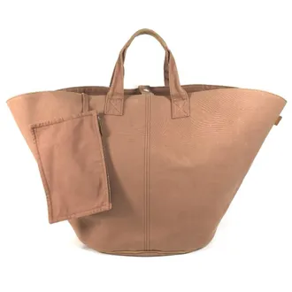 Herm&egrave;s Brown Cotton Beach Bag Shoulder Bag Tote Bag (Pre-Owned)
