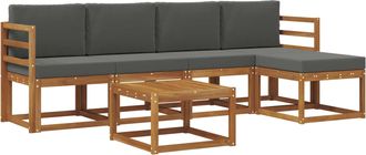 vidaXL Conjunto De Sof&aacute;s De Exterior 6 Uds. Natural Y Antracita Vidaxl
