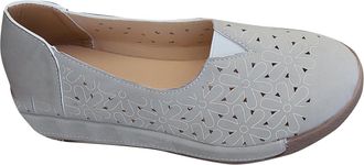 Generic Ladies Slip On Shoes Casual Flat Shoes Round Toe Fashionable Hollow Breathable Non-Slip Lightweight Walking Shoe Summer Outdoor Gray