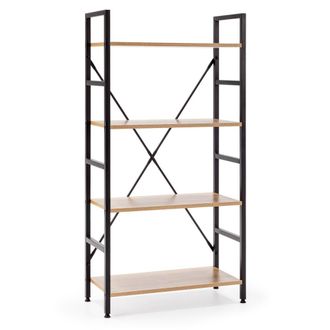 HOMN Estanter&iacute;a de escalera 4 estantes, color roble/negro, 60 cm