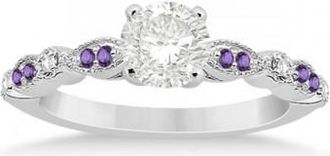Allurez Marquise & Dot Diamond Amethyst Engagement Ring Platinum 0.24ct
