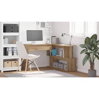 Berkfield Home Modern Corner Desk Artisan Oak 200.5x50x76 cm Engineered Wood in Brown