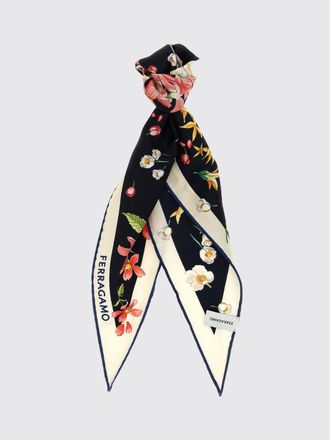Ferragamo Foulard a rombo in pura seta con stampa floreale