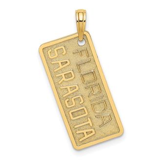 Diamond2Deal 14k Yellow Gold FLORIDA SARASOTA License Plate Charm