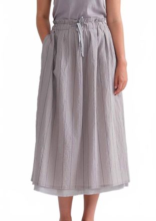 Kristensen Du Nord Cotton Vertical Striping Skirt In Grey
