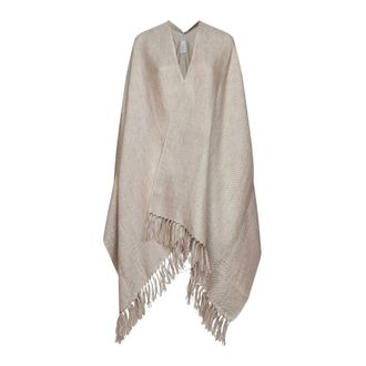 Brunello Cucinelli Brunello Cucinelli, Capes, female, Beige, Size: ONE SIZE Fringed Cape