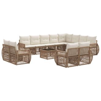 vidaXL Conjunto De Sof&aacute;s De Jard&iacute;n 13 Pcs Beige Y Blanco Crema Vidaxl