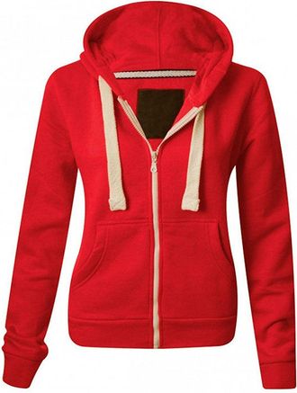 Malaika Ladies Plain Colour Hoodie Womens Fleece Hooded Top Zip Zipper Hoodie Sweatshirt Available in 22 Colours Plus Sizes Small-XXXXXL (UK 6-22) Red