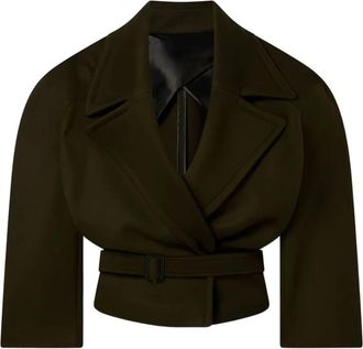 Stella McCartney Cropped Jas met Riem - Dames - Blazers - Groen - XS - Wol - Jassen
