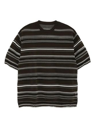 JNBY striped T-shirt - women - Cotton/Polyamide - M - Brown