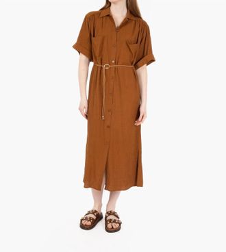 Sessun Sofia Midi Shirt Dress In Caramel