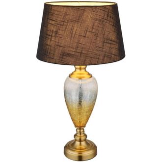 Globo Lighting Leila Lámpara de mesa con pantalla redonda cónica de latón antiguo, 1 bombilla E27