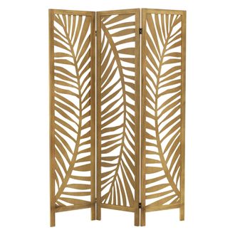 ML Design Ml-design - Biombo Divisorio De 3 Paneles Modelo Fukuoka De Madera Natural 170 X 121 Cm, Separador De Ambientes Plegable Para Interiores, Mampara Inde