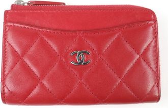 Chanel Matelasse Red Color Leather Coin Purse/Coin Case (Pre-Owned)