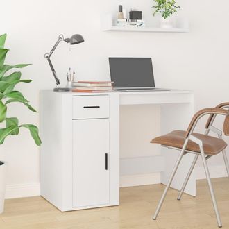 vidaXL Escritorio De Madera Contrachapada Blanco 100x49x75 Cm Vidaxl