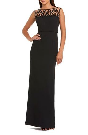 Mac Duggal Womens Sleeveless Crepe Gown With Embellished Bows in Black at Nordstrom, Size 14