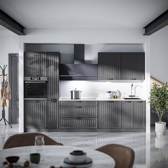 Vicco Mueble De Cocina Fame-line, Gris Oscuro/antracita, 310 Cm, Et Antracita, Vicco