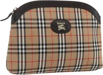 Burberry Pre-owned Clutches, female, Beige, Size: ONE SIZE Pre-owned Canvas Pouch