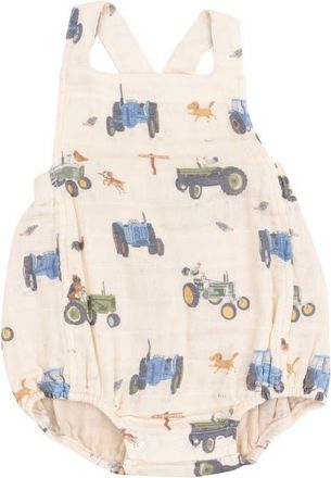 Angel Dear Tractors N Friends Organic Cotton Muslin Bodysuit in Ivory at Nordstrom, Size 3-6M