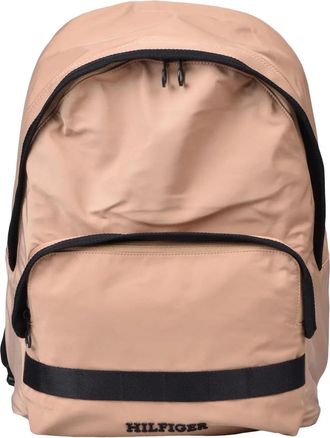 Tommy Hilfiger Beige Nylon Backpack With Sustainable Design And Functional Features