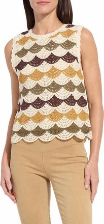Lyss&eacute; Faye Crochet Knit Shell Top In Multi Earth Tones