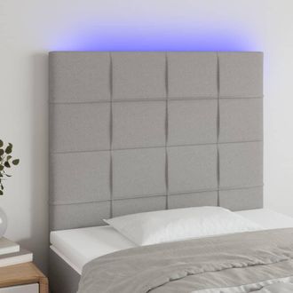 vidaXL Cabecero Con Luces Led Tela Gris Claro 100x5x118/128 Cm Vidaxl