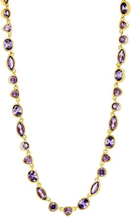 Savvy Cie Jewels GOLD PLATES BEZEL SET MIXED SHAPE WHITE CZ NECKLACE
