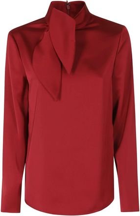 Emporio Armani Blouse met satijnen bloemdetail - Dames - Blouses - Rood - XS - Satijn - Overhemden